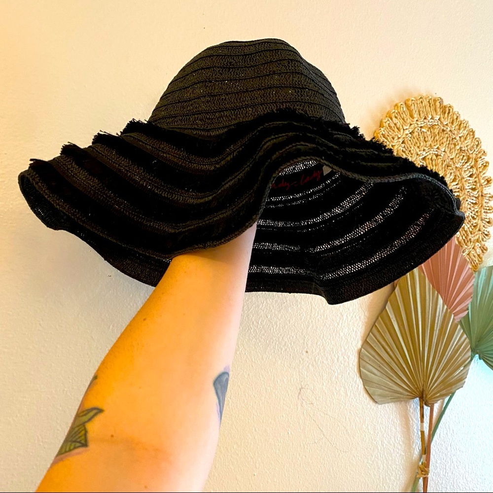 Floppy Fringe Straw Beach Hat Tropical Vacation Poolside Oversized Boho Summer